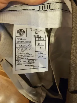 Traje militar Ejército Tierra Talla 48