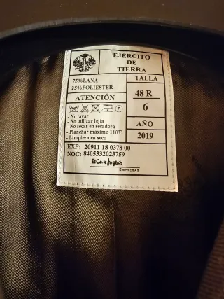 Traje militar Ejército Tierra Talla 48