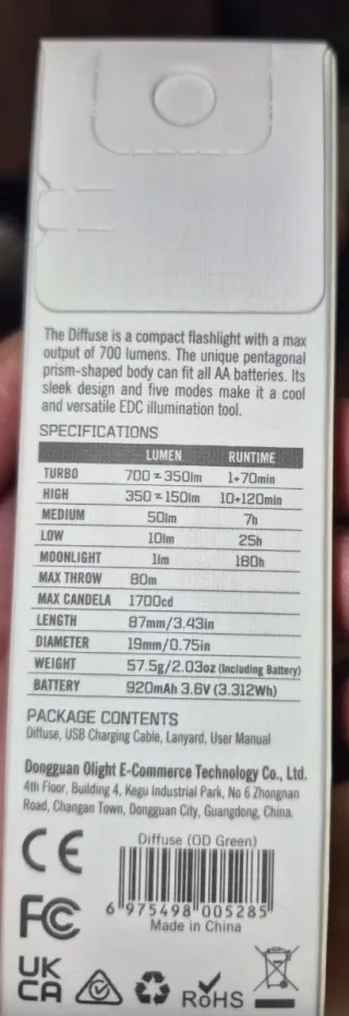 Linterna Olight Diffuse Verde Nueva