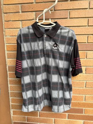 Polo Lotto Cuadros Gris y Rosa