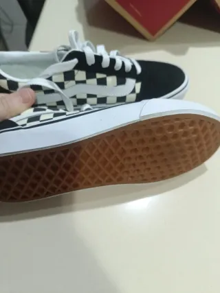 Tenis Vans Mujer Cuadros Blanco y Negro