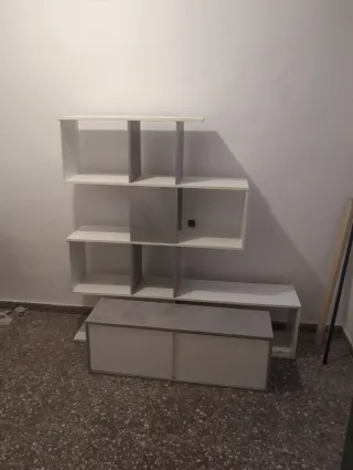 Conjunto Muebles Salón Blanco y Gris