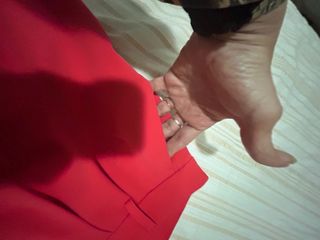 Pantalón de vestir rojo ancho