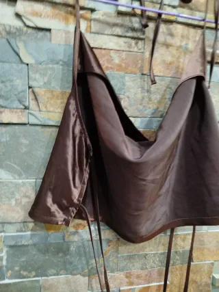 Top halter bombacho marrón,satén