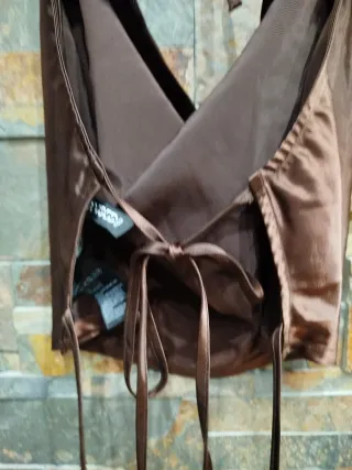 Top halter bombacho marrón,satén