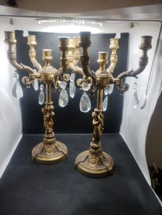 Candelabros de Bronce con Cristales