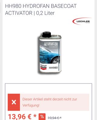 Activador Hydrofan Lechler HH980 sin abrir