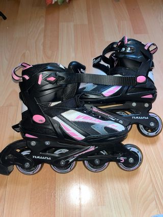 Patines en línea negros y rosas talla ajustable