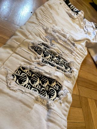 PANTALON VAQUERO BLANCO ROTO