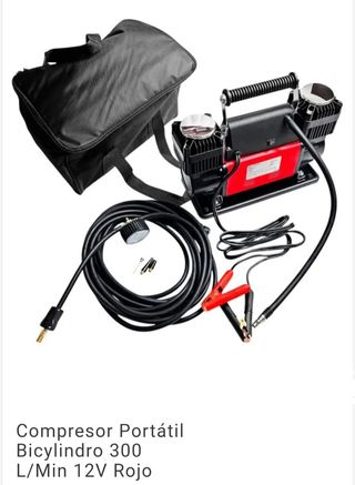 Compresor Aire Bicilíndrico 300L/Min 12V Rojo
