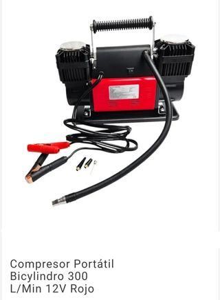 Compresor Aire Bicilíndrico 300L/Min 12V Rojo