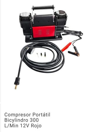Compresor Aire Bicilíndrico 300L/Min 12V Rojo