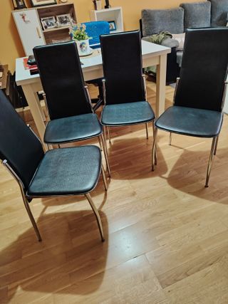 4 Sillas Comedor/Oficina Negras