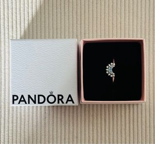 Anillo Pandora Luna y Estrellas Azul