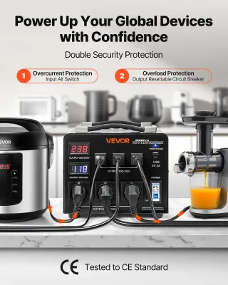 Trasformatore da 220 V a 110 V Automatico 3 Prese