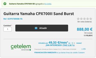 Guitarra Acústica Yamaha CPX700II Sand Burst