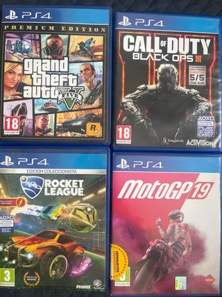 Pack 4 Videojuegos PS4: GTA V, CoD, Rocket League,