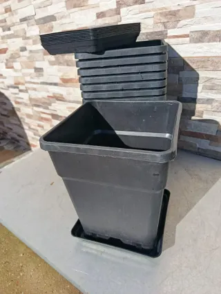 Lote Macetas y Platos Negros Plástico