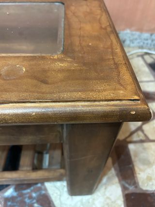 Mesa centro madera y cristal elevable