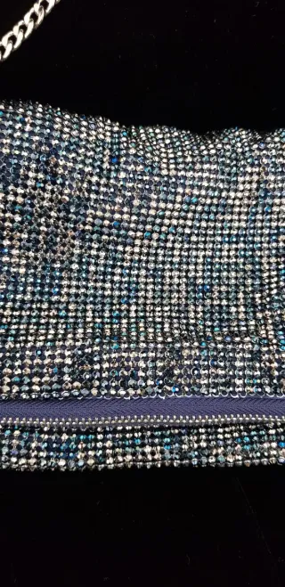 Bolso Clutch Menbur Azul y Plateado