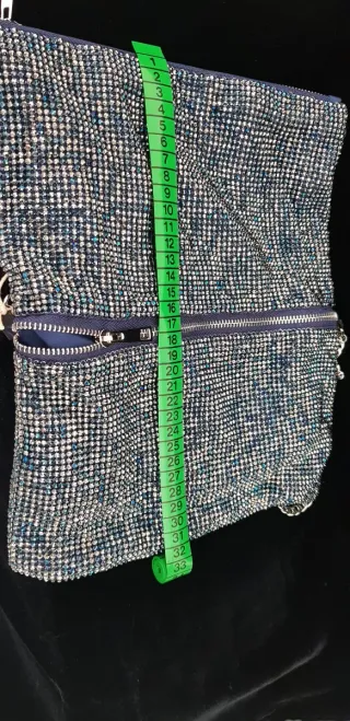 Bolso Clutch Menbur Azul y Plateado