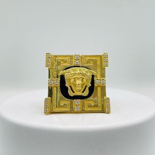 SELLO CUADRADO MEDUSA ONIX Y CIRCONITAS