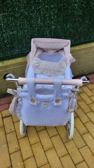 Cochecito Bebelux rosa, manillar 90 cm