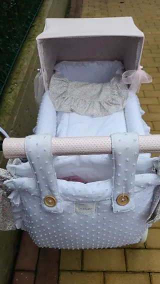 Cochecito Bebelux rosa, manillar 90 cm