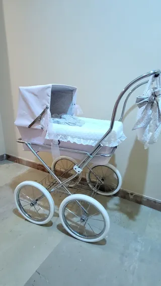 Cochecito Bebelux rosa, manillar 90 cm