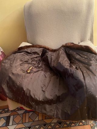 Chaquetón de piel tipo bison marrón