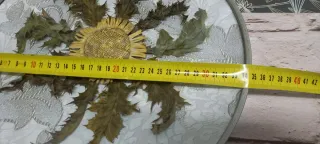 Eguzkilore artesanal en marco circular y cristal