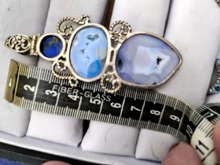 Colgante Plata Piedras Naturales Azul y Morado