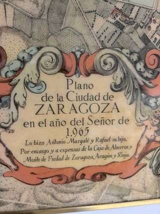 Cuadro Antiguo Mapa Zaragoza