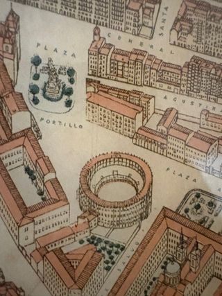 Cuadro Antiguo Mapa Zaragoza