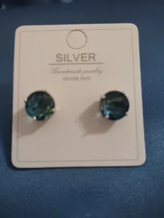Pendientes Topacio Azul y Plata