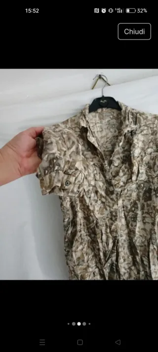 Camicia donna fantasia beige e marrone