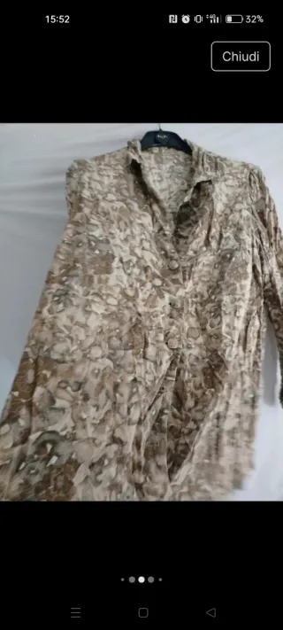 Camicia donna fantasia beige e marrone