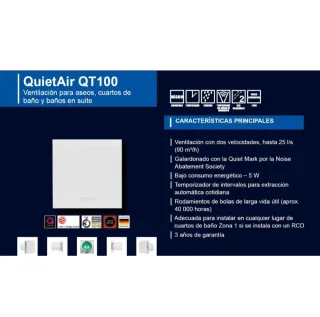 Extractor Baño Airflow QT100T con Temporizador