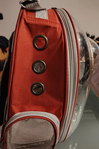 Transportin mochila rojo para mascota pequeña