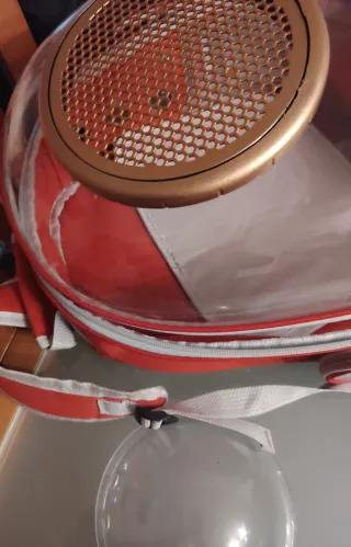 Transportin mochila rojo para mascota pequeña