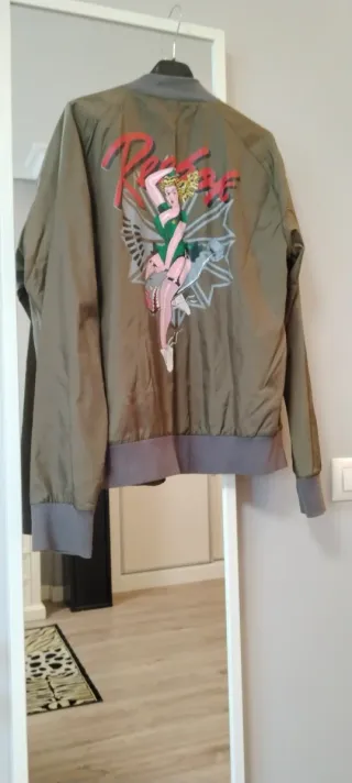 Chaqueta Bomber Reebok Verde Naranja