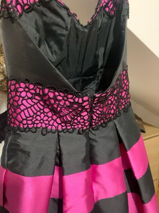 Vestido fiesta fucsia y negro T.36