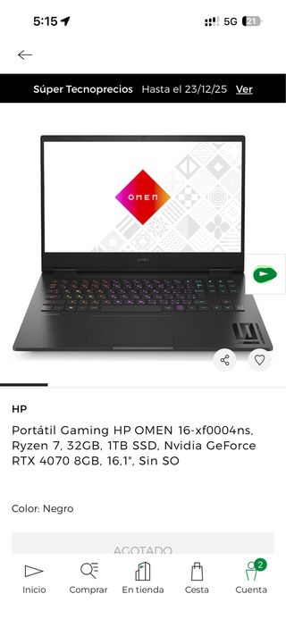 NUEVO! Portátil Gaming HP Omen 16/Ryzen 7/32GB RAM