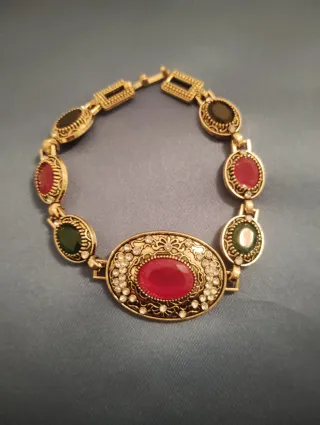 Pulsera Vintage Oro y Rojo