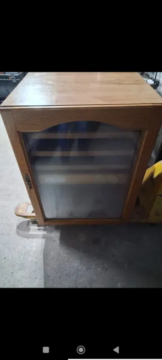 Vinoteca de madera con puerta de cristal