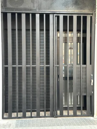 Reja de seguridad metálica moderna para entrada