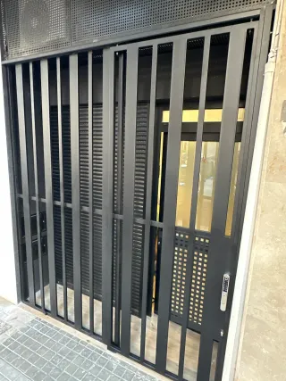 Reja de seguridad metálica moderna para entrada