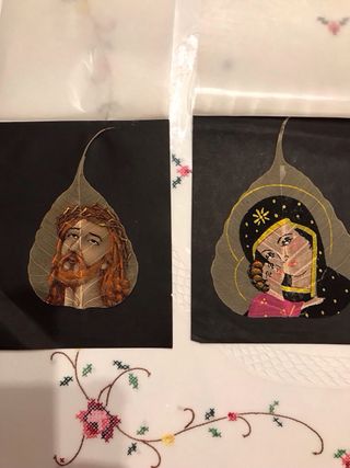 Foglie dipinte a mano con Gesù