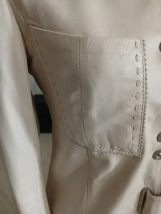 Blazer vera pelle beige taglia S