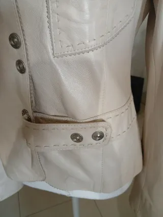 Blazer vera pelle beige taglia S